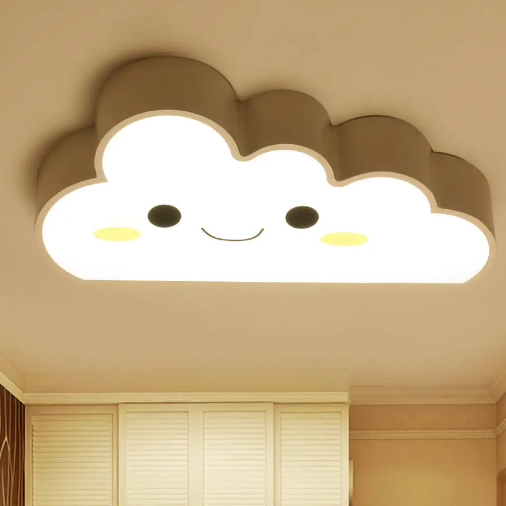 Cartoon Nursery Led Ceiling Light With Cloud Acrylic Shade White / C