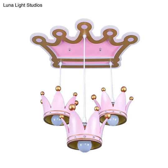 Cartoon Pink Resin Ceiling Flush Mount Light With 3 Head Design And Drapes