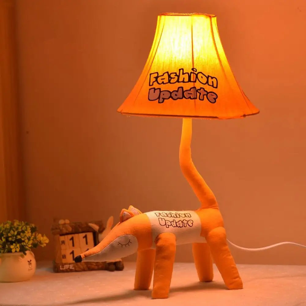 Cartoon Reading Light: Fun Animal Fabric Desk Light For Childs Bedroom Orange