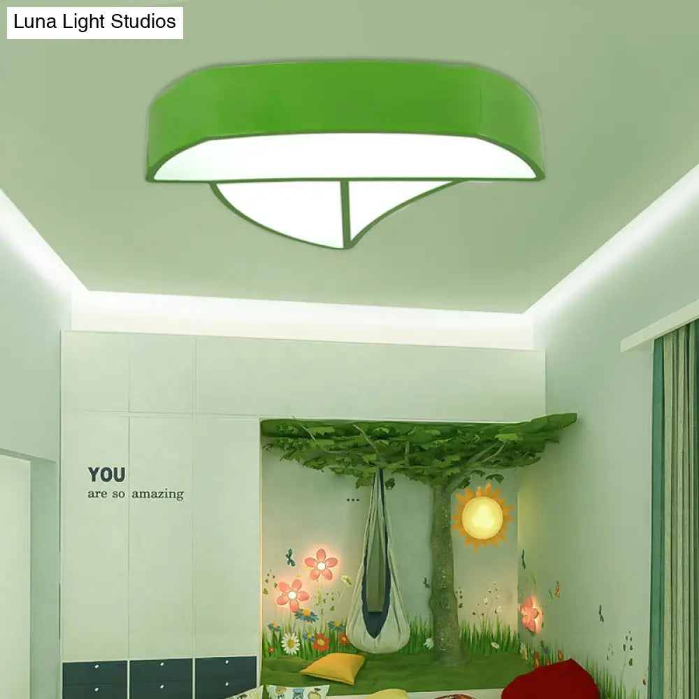 Cartoon Ship Led Ceiling Flush Mount Light For Nursing Room Or Kitchen Green / White 19.5