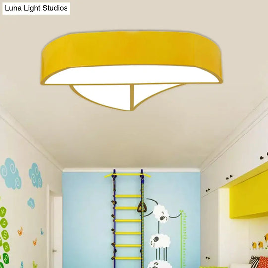 Cartoon Ship Led Ceiling Flush Mount Light For Nursing Room Or Kitchen Yellow / White 19.5