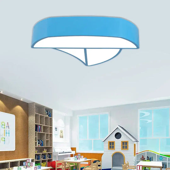 Cartoon Ship Led Ceiling Flush Mount Light For Nursing Room Or Kitchen Blue / White 19.5’