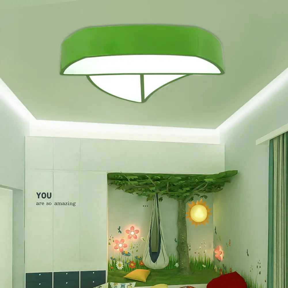 Cartoon Ship Led Ceiling Flush Mount Light For Nursing Room Or Kitchen Green / White 19.5’
