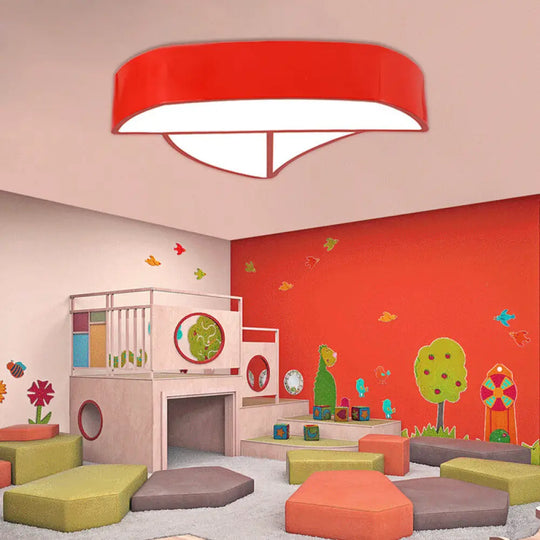 Cartoon Ship Led Ceiling Flush Mount Light For Nursing Room Or Kitchen Red / White 19.5’