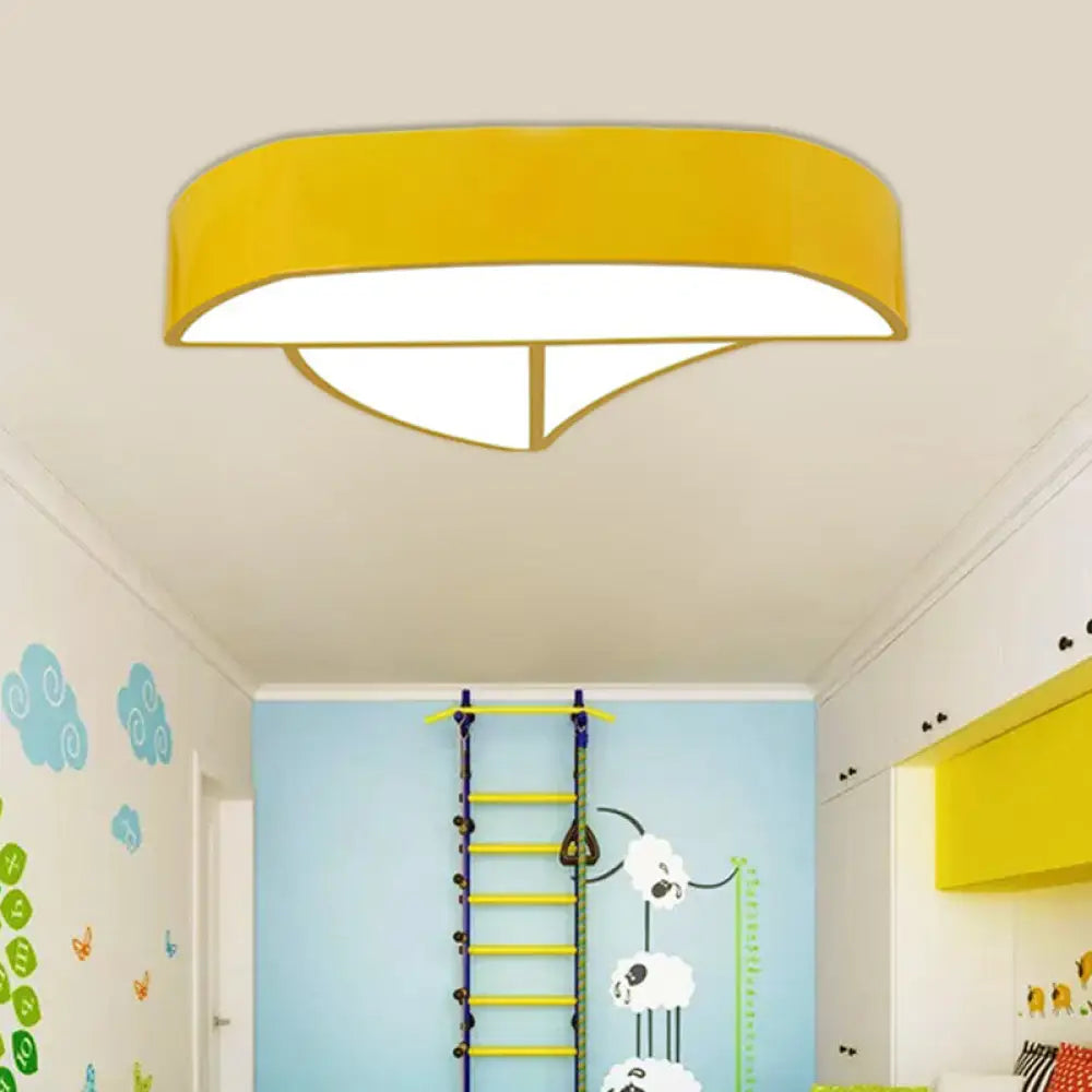 Cartoon Ship Led Ceiling Flush Mount Light For Nursing Room Or Kitchen Yellow / White 19.5’