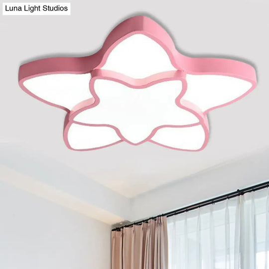 Cartoon Star Flush Ceiling Light Fixture - Acrylic For Kindergarten Pink / 18 Warm