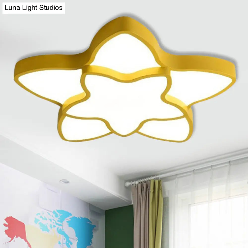 Cartoon Star Flush Ceiling Light Fixture - Acrylic For Kindergarten Yellow / 18 White