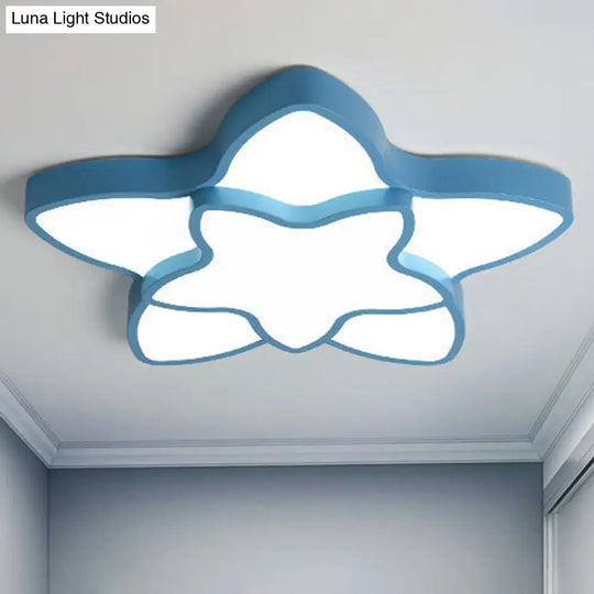 Cartoon Star Flush Ceiling Light Fixture - Acrylic For Kindergarten Blue / 18 White