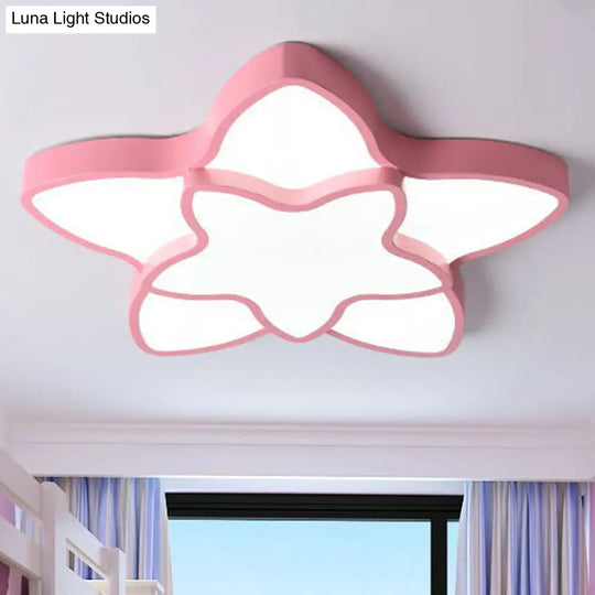 Cartoon Star Flush Ceiling Light Fixture - Acrylic For Kindergarten