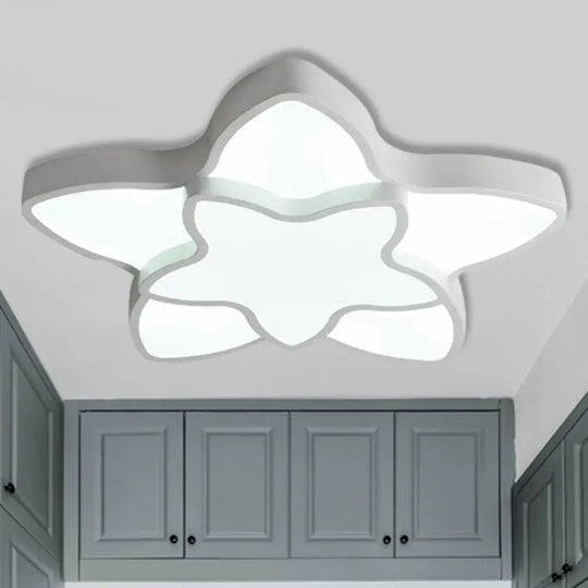 Cartoon Star Flush Ceiling Light Fixture - Acrylic For Kindergarten White / 18’ Warm
