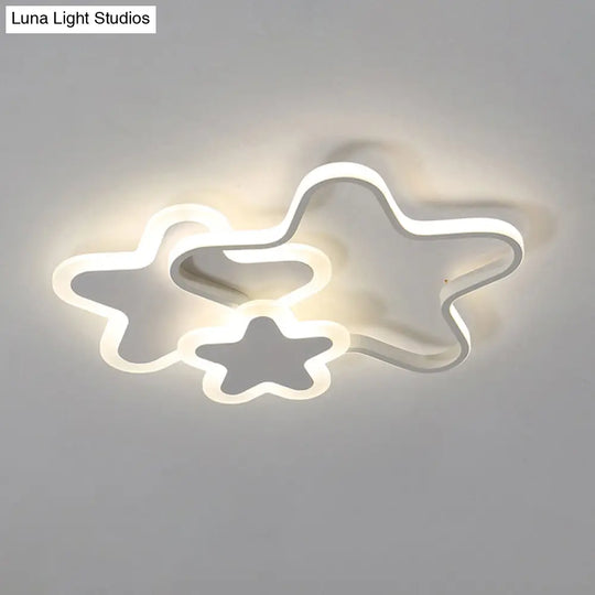 Cartoon Star Led Flush Mount Ceiling Light Fixture For Kids Room White / 20.5 Third Gear