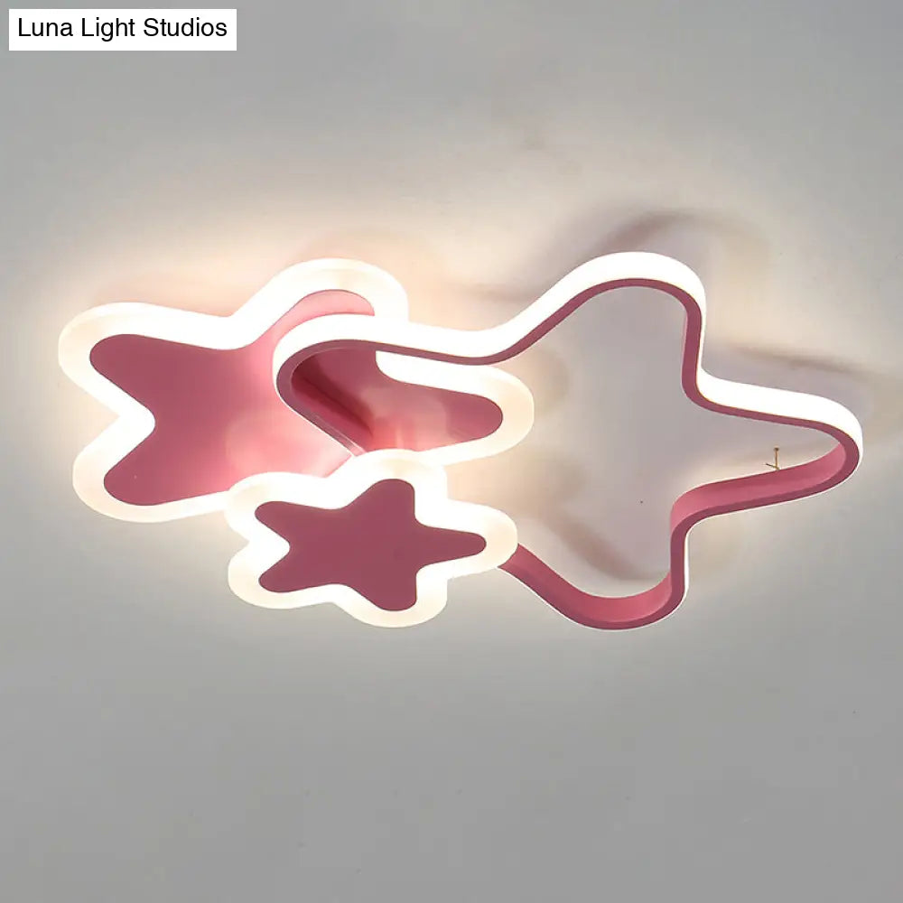 Cartoon Star Led Flush Mount Ceiling Light Fixture For Kids Room Pink / 20.5 White