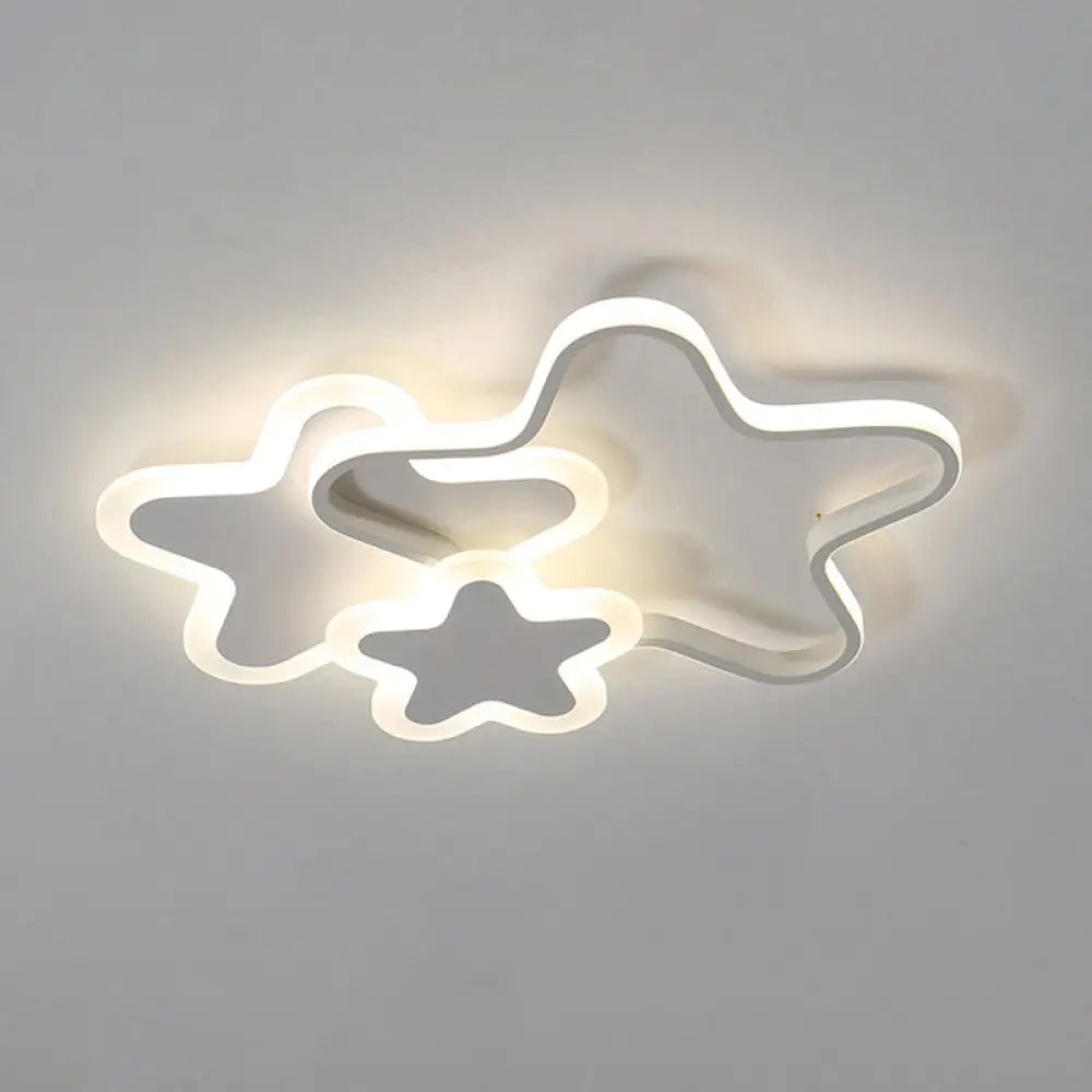 Cartoon Star Led Flush Mount Ceiling Light Fixture For Kids Room White / 16.5’