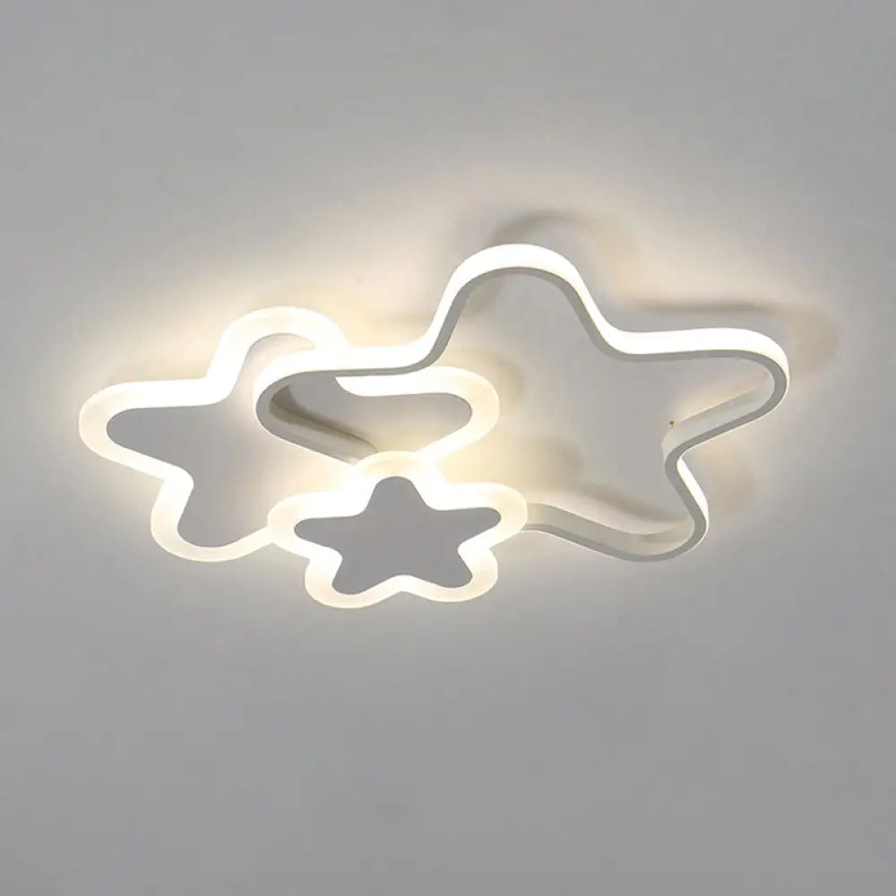 Cartoon Star Led Flush Mount Ceiling Light Fixture For Kids Room White / 20.5’