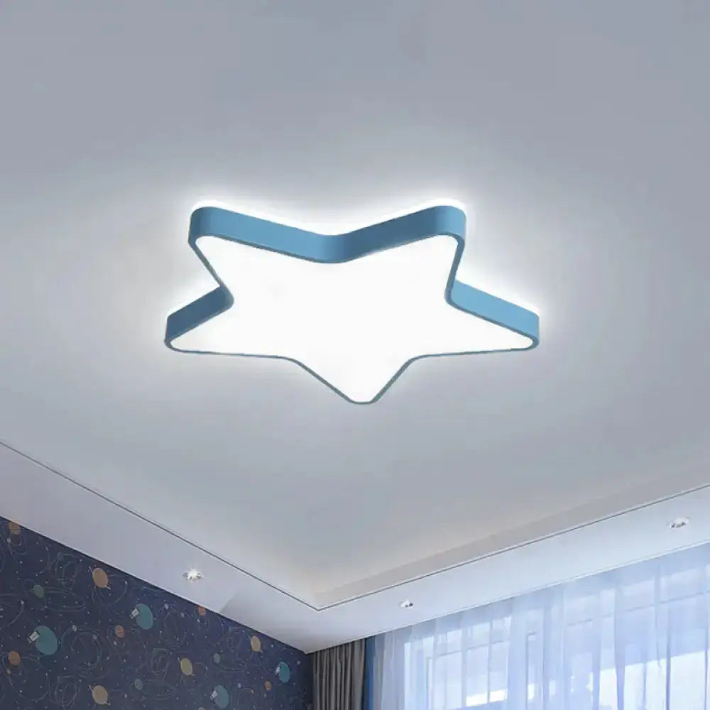 Cartoon Star Led Flush Mount Ceiling Light For Children’s Bedroom In Warm/White (Pink/Blue/White)