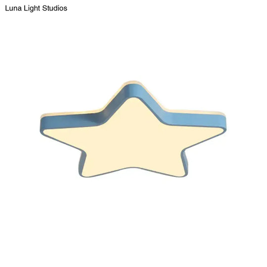 Cartoon Star Led Flush Mount Ceiling Light For Children’s Bedroom In Warm/White (Pink/Blue/White)