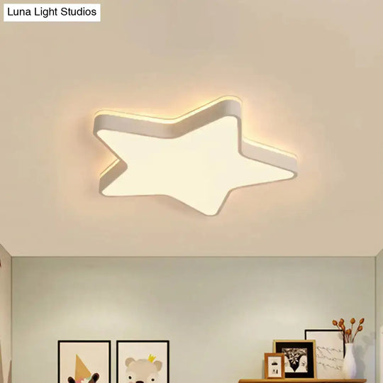 Cartoon Star Led Flush Mount Ceiling Light For Children’s Bedroom In Warm/White (Pink/Blue/White)