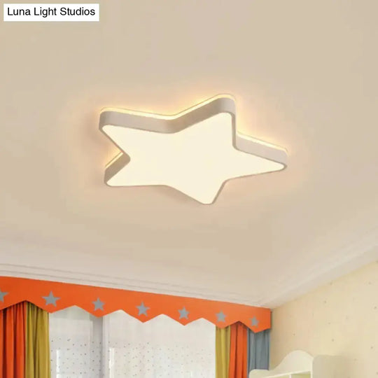 Cartoon Star Led Flush Mount Ceiling Light For Children’s Bedroom In Warm/White (Pink/Blue/White)