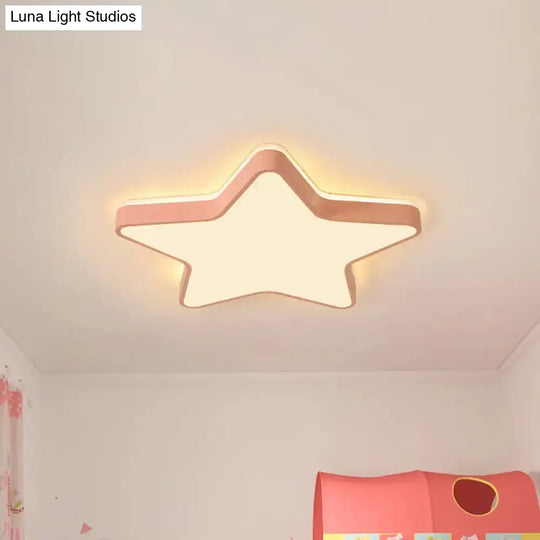 Cartoon Star Led Flush Mount Ceiling Light For Children’s Bedroom In Warm/White (Pink/Blue/White)