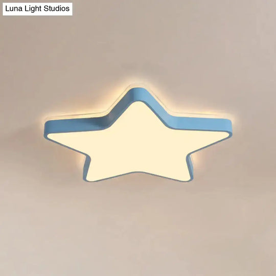 Cartoon Star Led Flush Mount Ceiling Light For Children’s Bedroom In Warm/White (Pink/Blue/White)