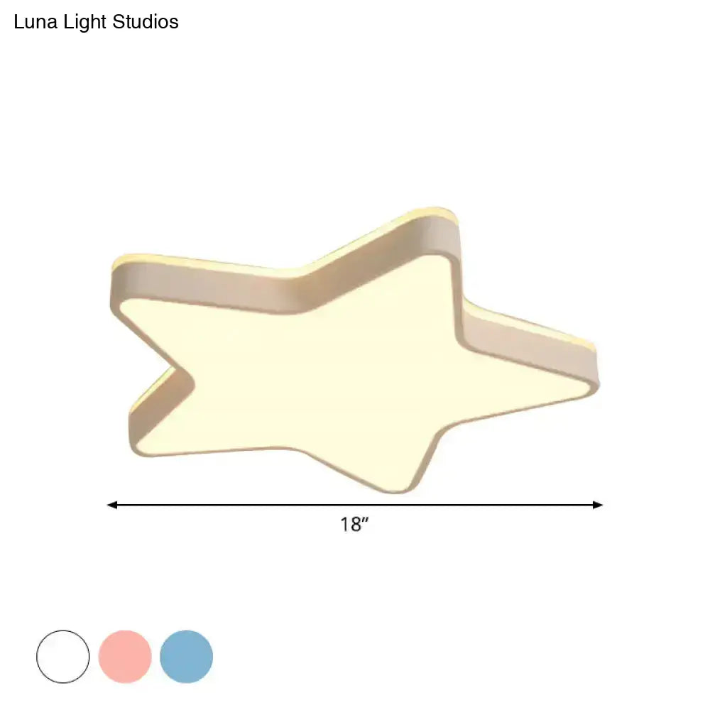 Cartoon Star Led Flush Mount Ceiling Light For Children’s Bedroom In Warm/White (Pink/Blue/White)