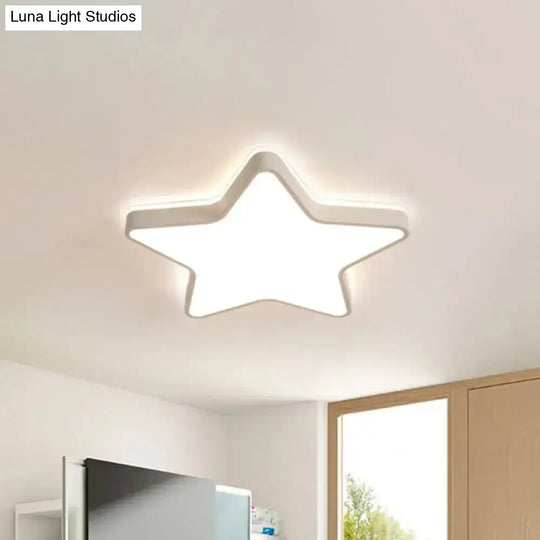 Cartoon Star Led Flush Mount Ceiling Light For Children’s Bedroom In Warm/White (Pink/Blue/White)