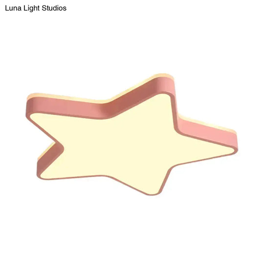 Cartoon Star Led Flush Mount Ceiling Light For Children’s Bedroom In Warm/White (Pink/Blue/White)