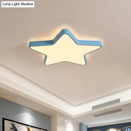 Cartoon Star Led Flush Mount Ceiling Light For Children’s Bedroom In Warm/White (Pink/Blue/White)