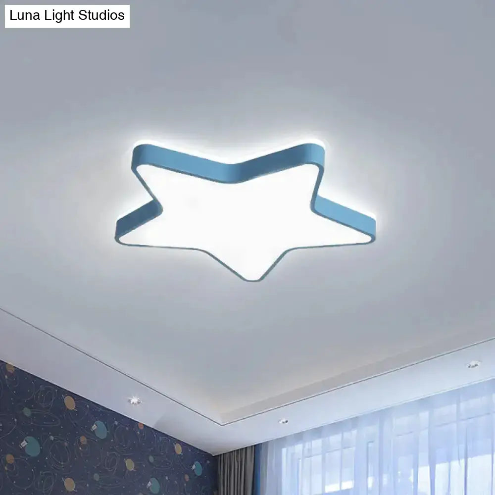 Cartoon Star Led Flush Mount Ceiling Light For Children’s Bedroom In Warm/White (Pink/Blue/White)