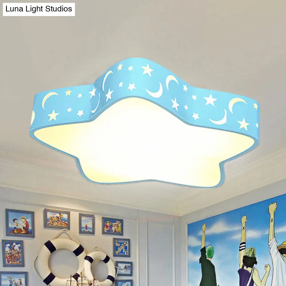 Cartoon Star Led Flush Mount Nursery Ceiling Light