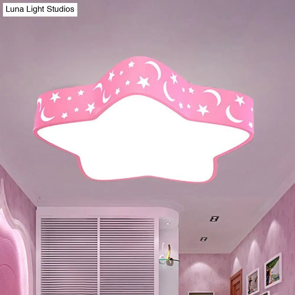 Cartoon Star Led Flush Mount Nursery Ceiling Light