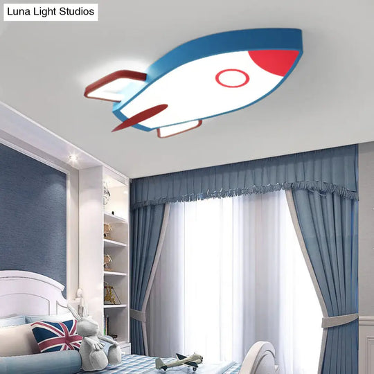 Cartoon Style Blue Led Ceiling Light With Flush Mount - Perfect For Bedroom And Warm/White Options /