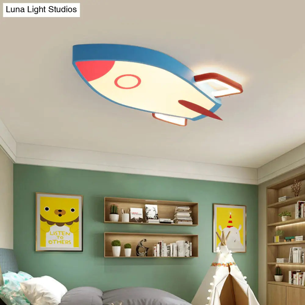 Cartoon Style Blue Led Ceiling Light With Flush Mount - Perfect For Bedroom And Warm/White Options