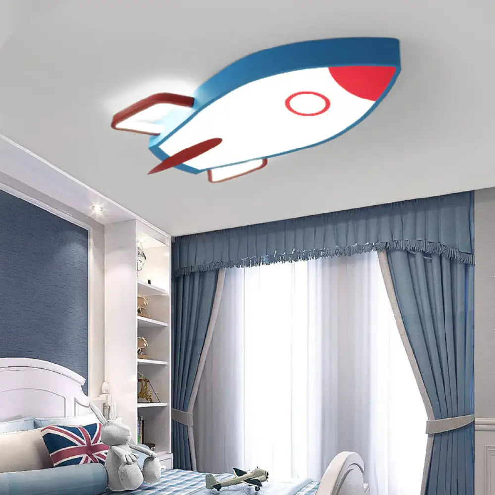 Cartoon Style Blue Led Ceiling Light With Flush Mount - Perfect For Bedroom And Warm/White Options