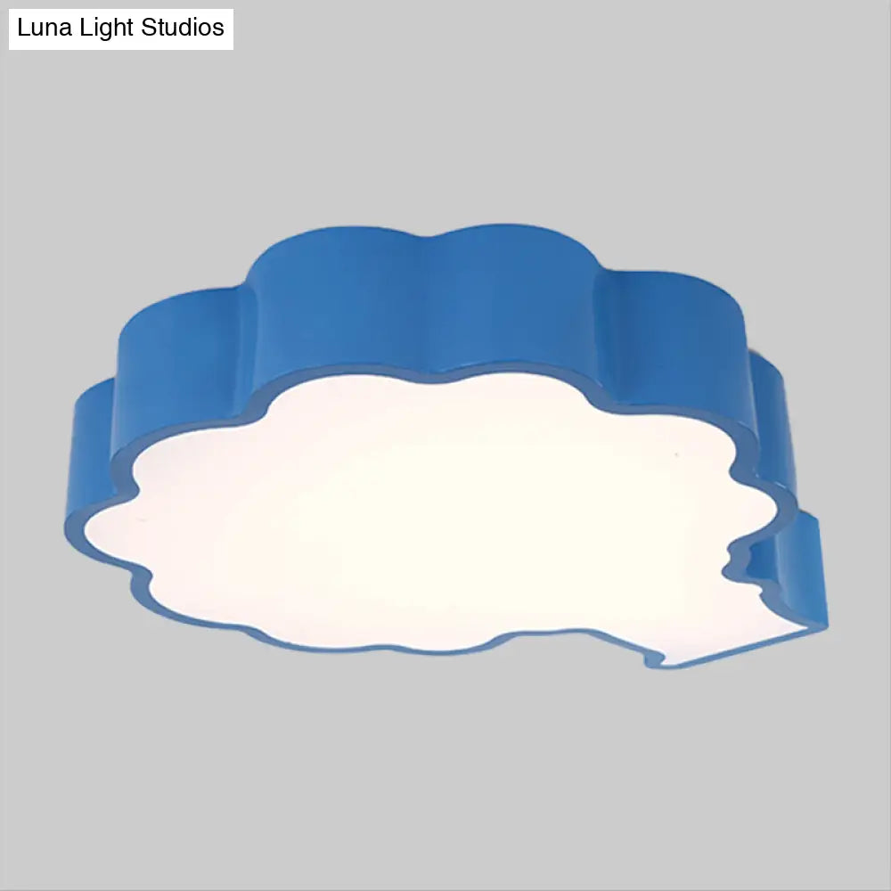 Cartoon Style Led Acrylic Flush Mount Ceiling Lamp - Blue/Red/Green Apple Tree Design For Bedrooms