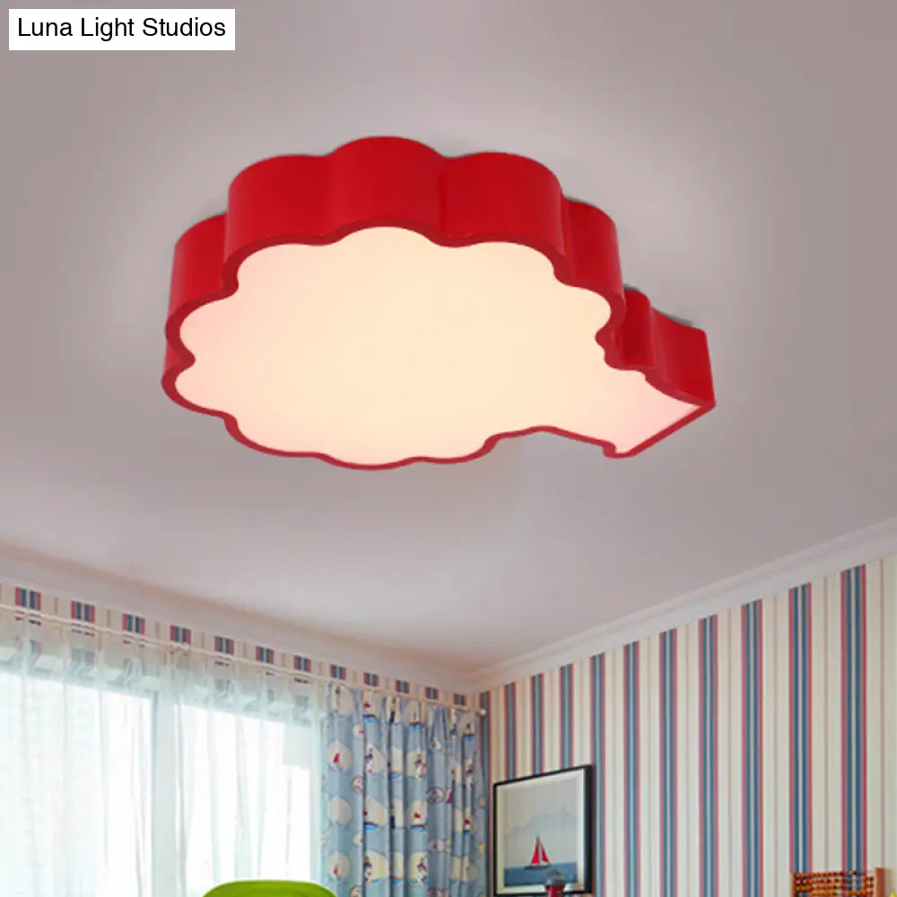 Cartoon Style Led Acrylic Flush Mount Ceiling Lamp - Blue/Red/Green Apple Tree Design For Bedrooms