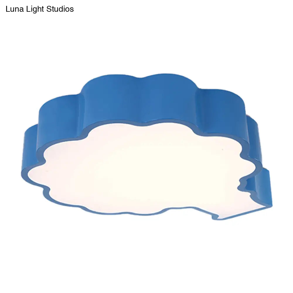 Cartoon Style Led Acrylic Flush Mount Ceiling Lamp - Blue/Red/Green Apple Tree Design For Bedrooms