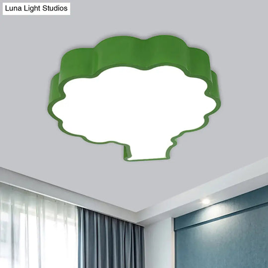 Cartoon Style Led Acrylic Flush Mount Ceiling Lamp - Blue/Red/Green Apple Tree Design For Bedrooms