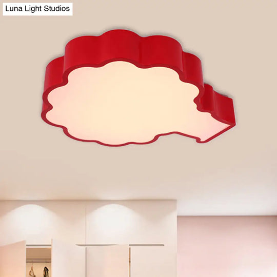 Cartoon Style Led Acrylic Flush Mount Ceiling Lamp - Blue/Red/Green Apple Tree Design For Bedrooms