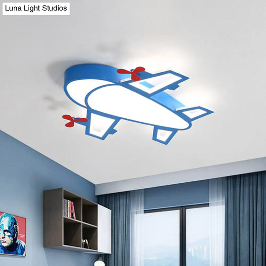 Cartoon Style Led Blue Ceiling Lamp - Acrylic Flush Mount Recessed Lighting White/3 Color Light