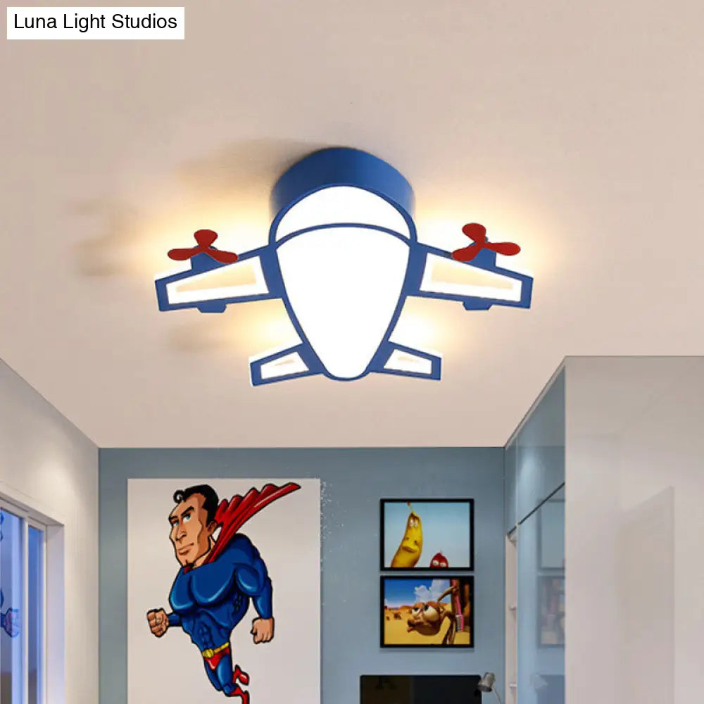Cartoon Style Led Blue Ceiling Lamp - Acrylic Flush Mount Recessed Lighting White/3 Color Light /