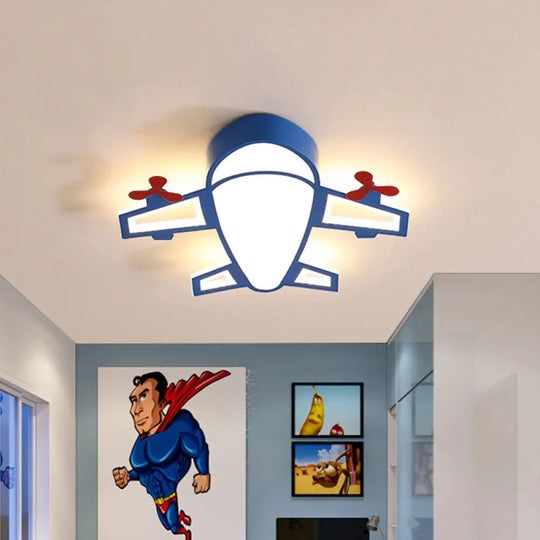Cartoon Style Led Blue Ceiling Lamp - Acrylic Flush Mount Recessed Lighting White/3 Color Light /