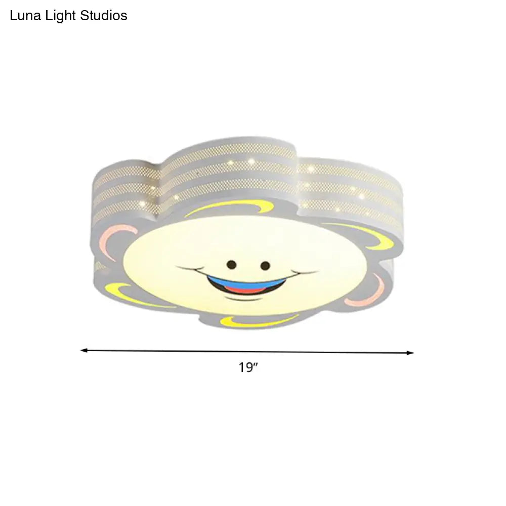 Cartoon Style Led Flushmount Light In Warm/White/3 Colors With Acrylic Finish