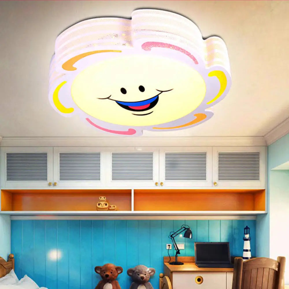 Cartoon Style Led Flushmount Light In Warm/White/3 Colors With Acrylic Finish White /