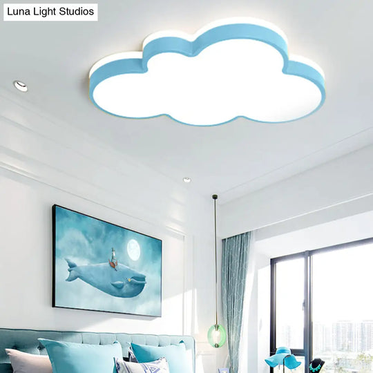 Cartoon Style Led Pendant Light For Bedroom Ceiling - Yellow/White Cloud Shade Acrylic And Metal