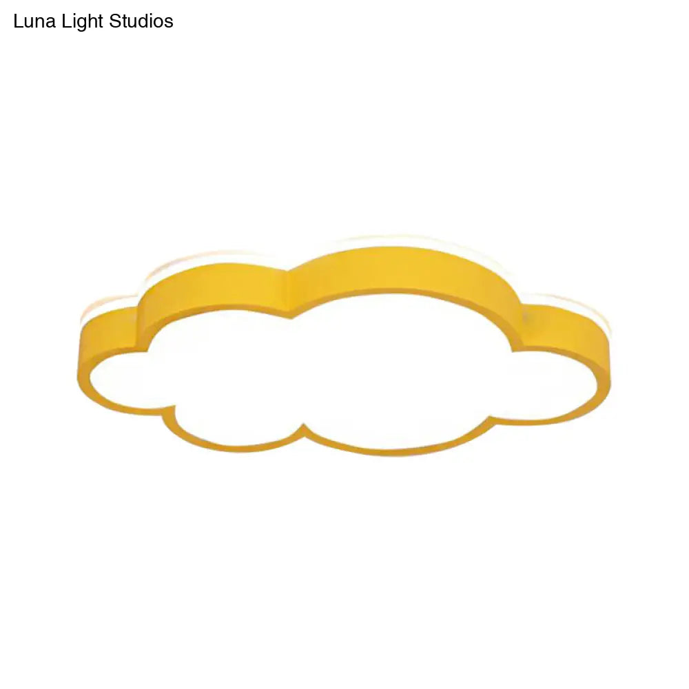 Cartoon Style Led Pendant Light For Bedroom Ceiling - Yellow/White Cloud Shade Acrylic And Metal