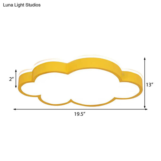 Cartoon Style Led Pendant Light For Bedroom Ceiling - Yellow/White Cloud Shade Acrylic And Metal