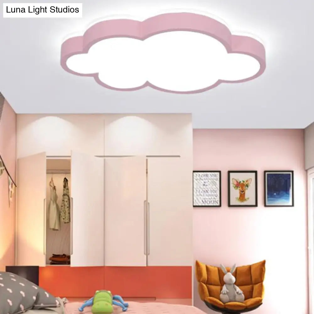 Cartoon Style Led Pendant Light For Bedroom Ceiling - Yellow/White Cloud Shade Acrylic And Metal