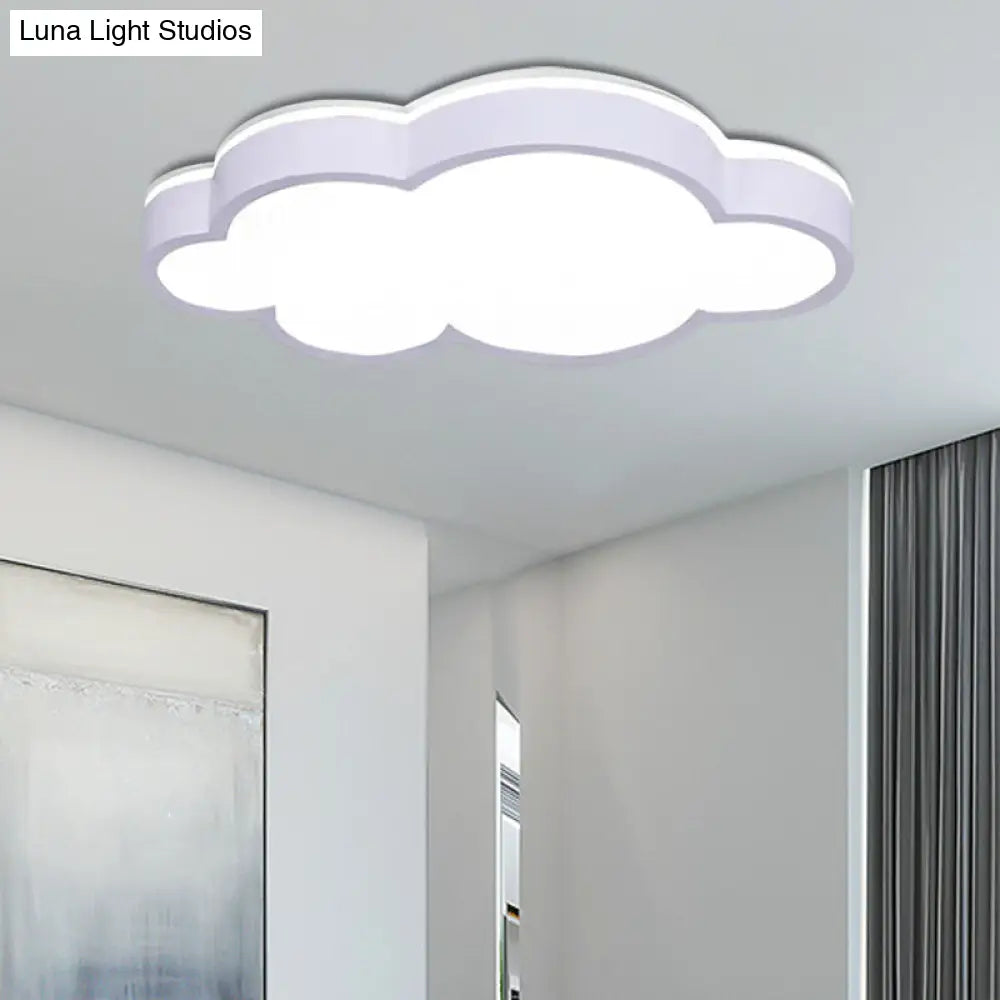 Cartoon Style Led Pendant Light For Bedroom Ceiling - Yellow/White Cloud Shade Acrylic And Metal