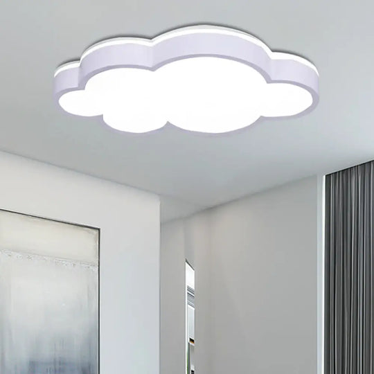 Cartoon Style Led Pendant Light For Bedroom Ceiling - Yellow/White Cloud Shade Acrylic And Metal